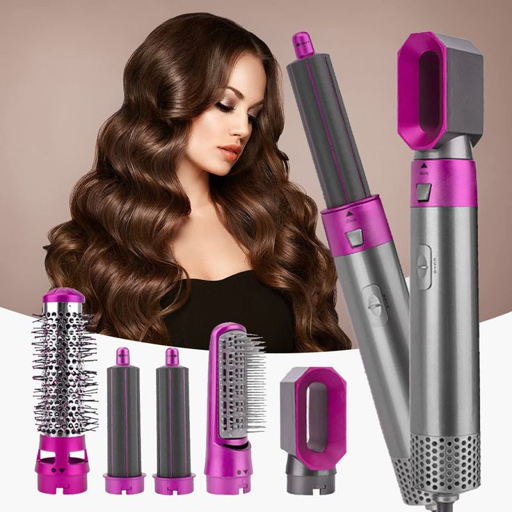 5 in 1 Hot Air Brush Hair Styler Set – Blow Dryer, Hair Curler, Volumizer & Straightener