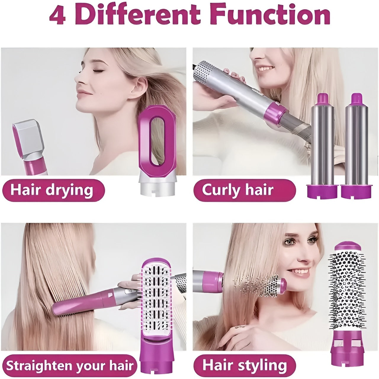 5 in 1 Hot Air Brush Hair Styler Set – Blow Dryer, Hair Curler, Volumizer & Straightener